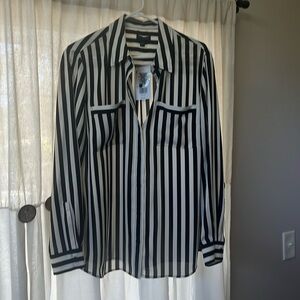 Stunning ivory and black striped blouse, never worn